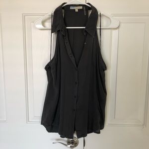 Grey Collared button up tank